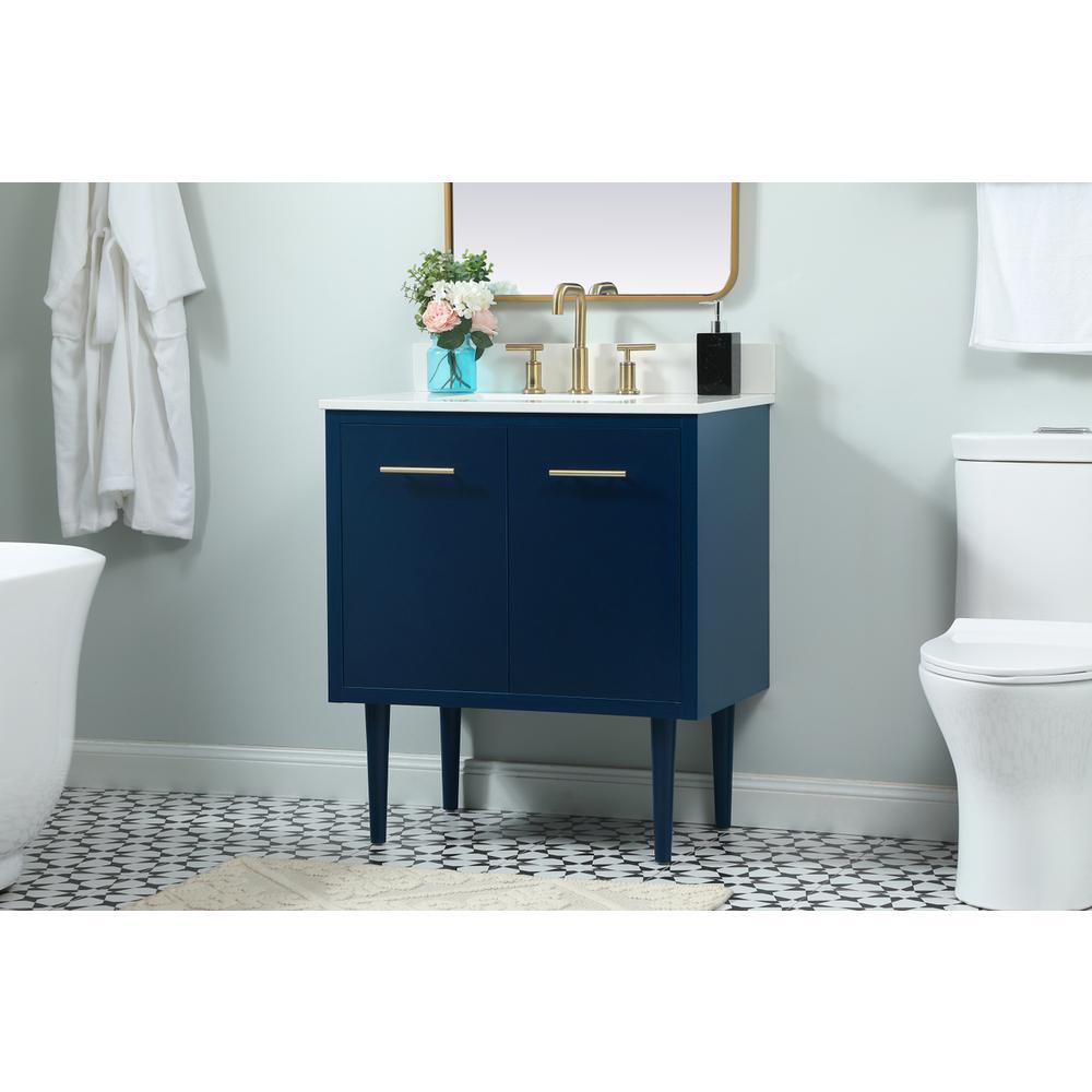 30 inch Single bathroom vanity in blue with backsplash. Picture 2