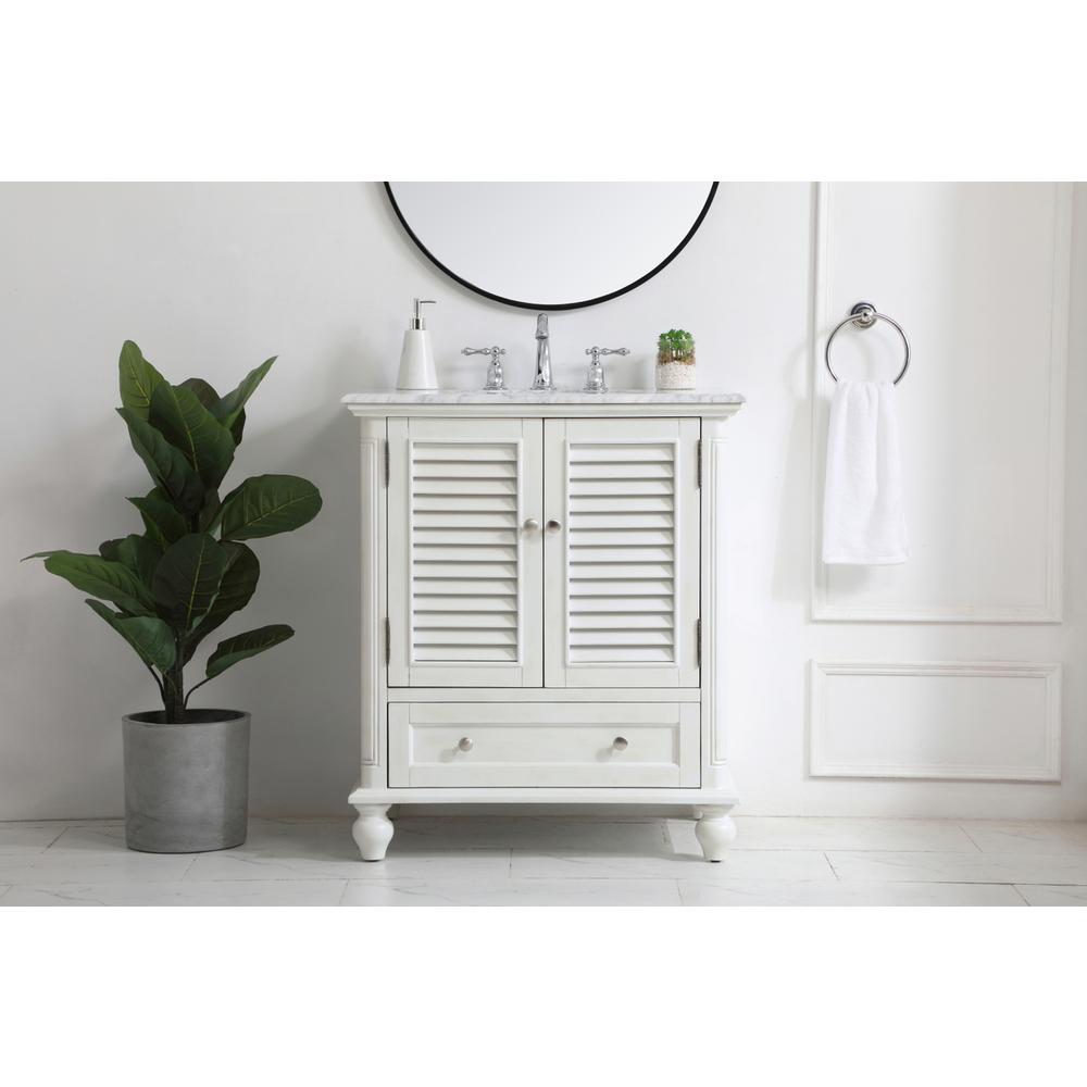 30 inch Single Bathroom Vanity in Antique White. Picture 14