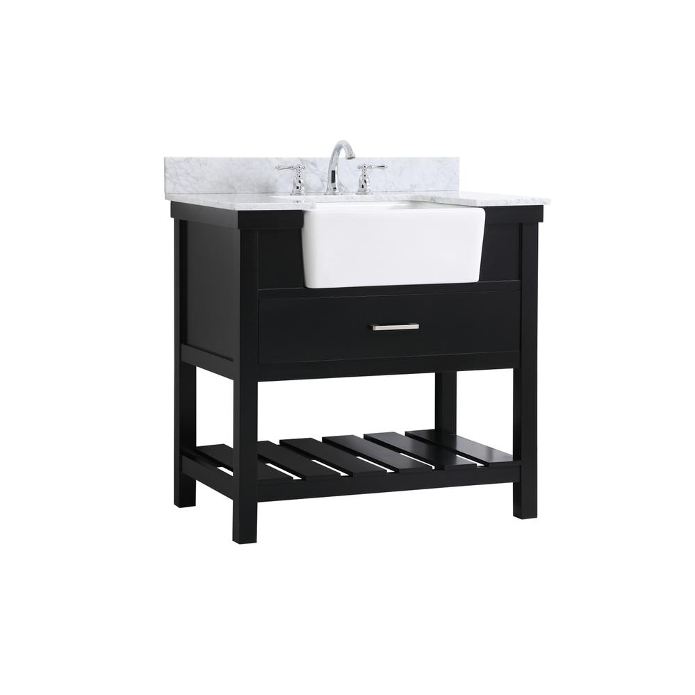 36 inch Single bathroom vanity in black with backsplash. Picture 7