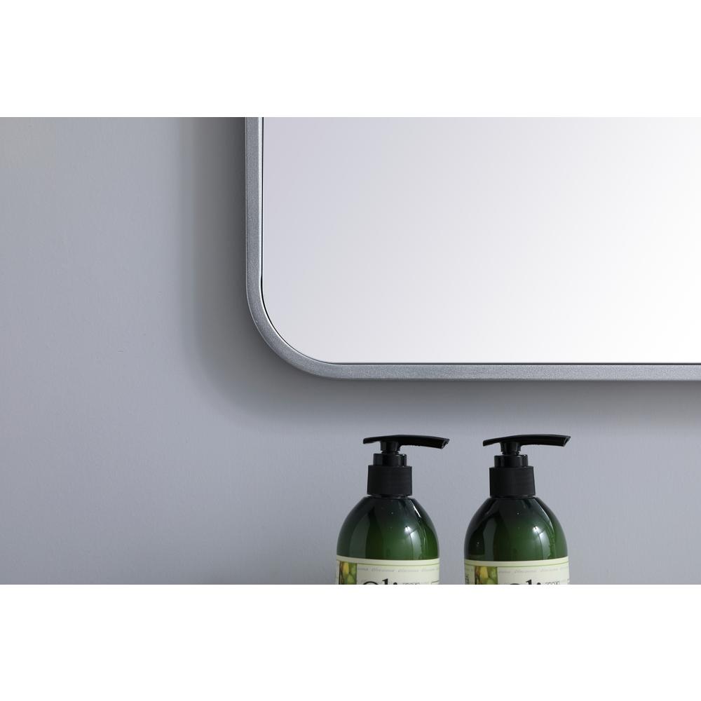 Soft corner metal rectangular mirror 24x32 inch in Silver. Picture 3