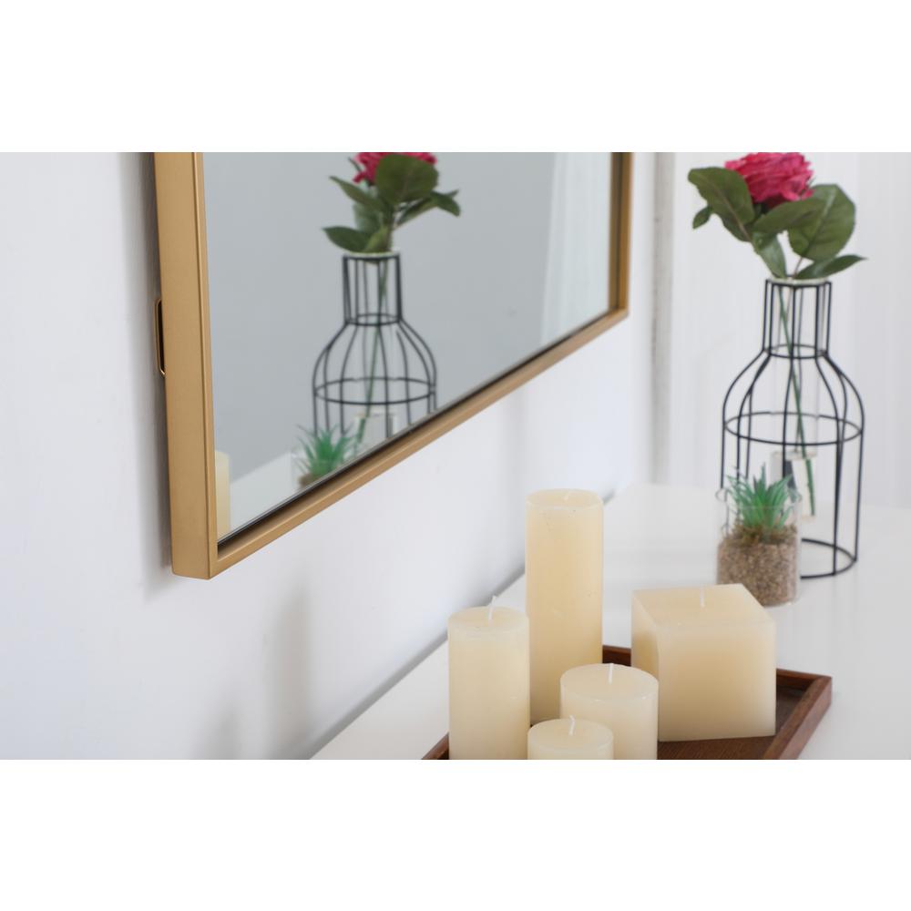 Metal frame rectangle mirror 30 inch in Brass. Picture 10