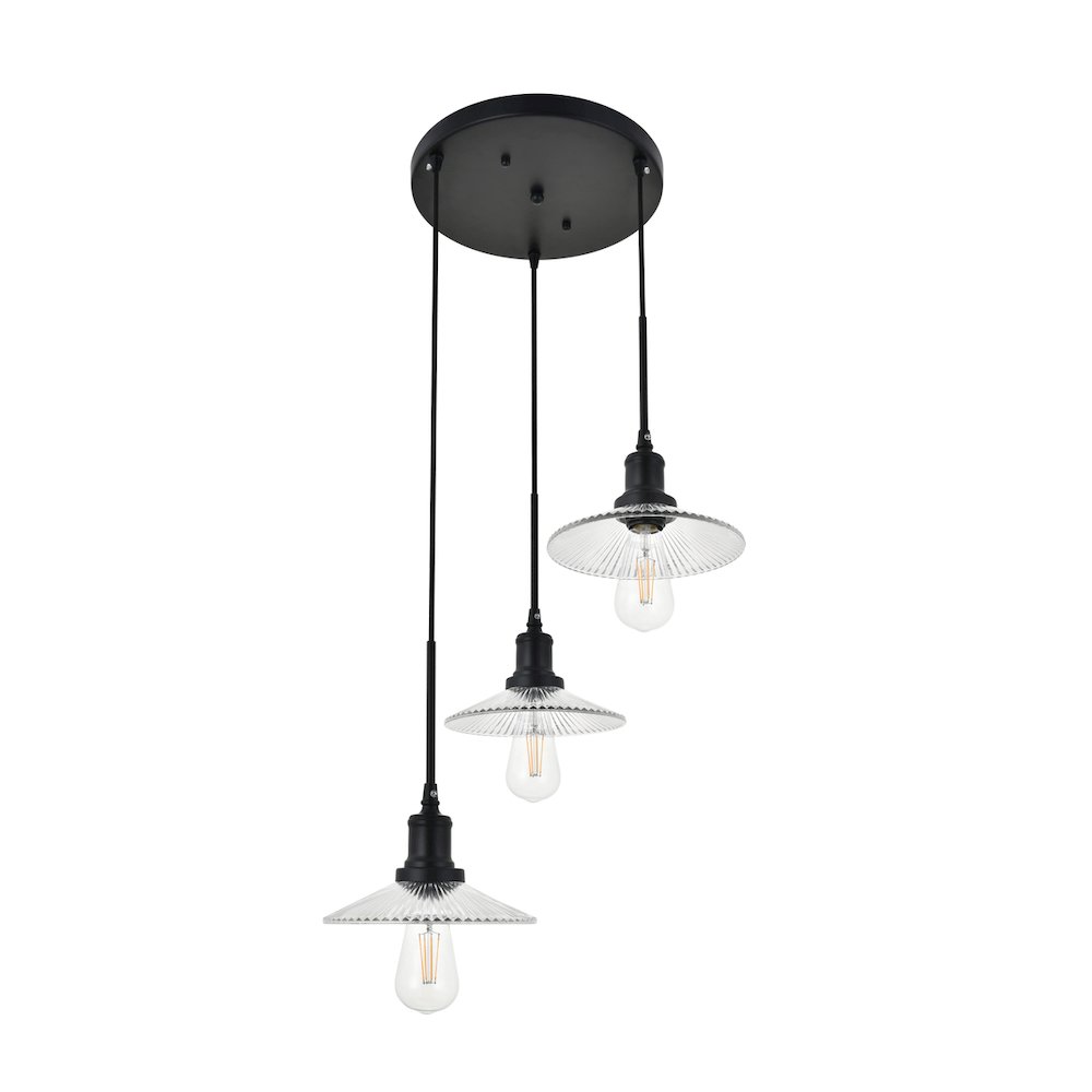 Waltz 3 Light Black Pendant. Picture 8
