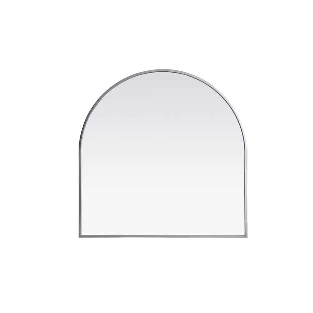 Metal Frame Arch Mirror 30x30 Inch in Silver. Picture 1