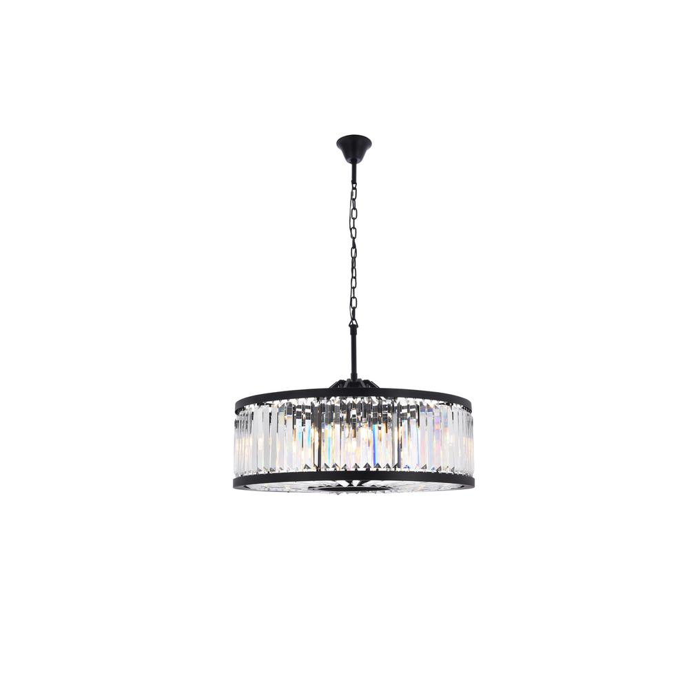 Chelsea 10 light Matte Black Chandelier Clear Royal Cut Crystal. Picture 1