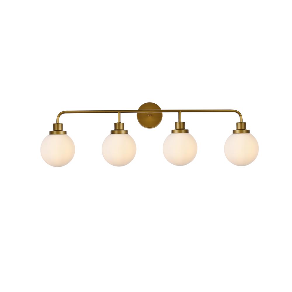 Hanson 4 lights bath sconce in brass with frosted shade. Picture 1