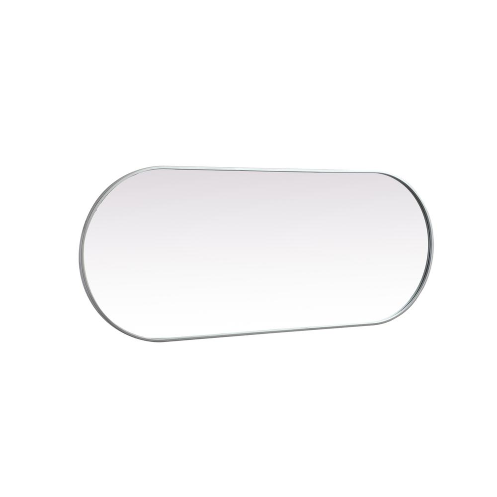 Metal Frame Oval Mirror 24x60 Inch in Silver. Picture 9