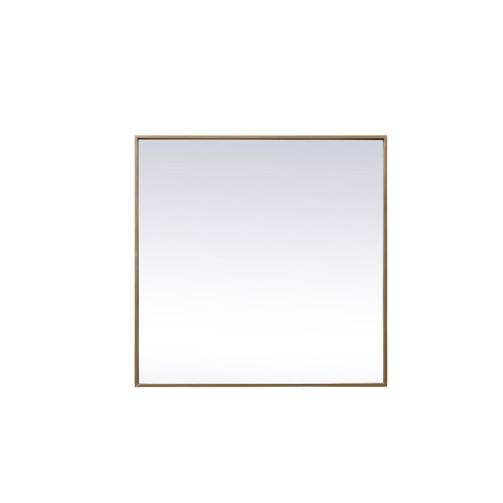 Metal Frame Square Mirror 30 inch in Brass. Picture 1