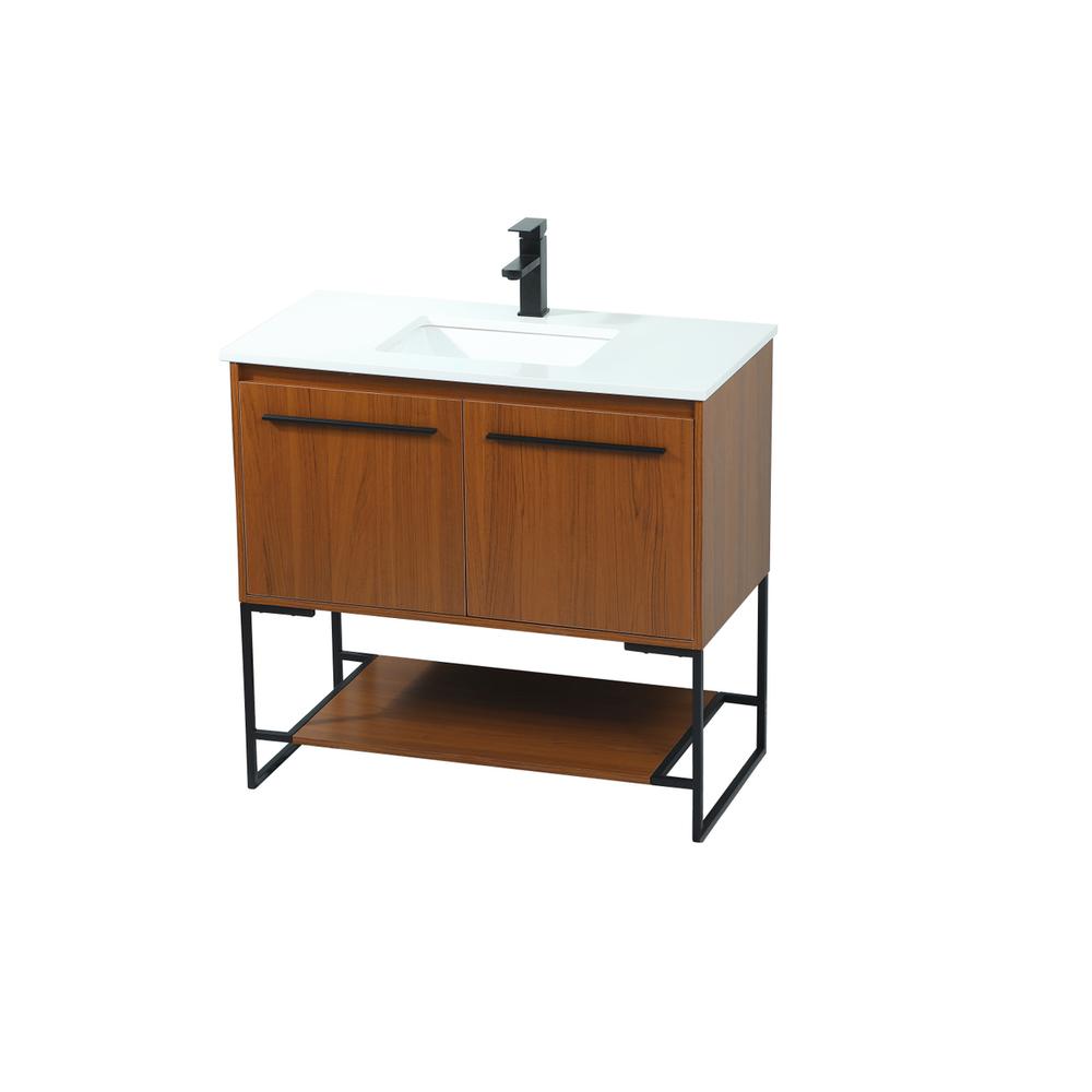 36 inch Single bathroom vanity in teak. Picture 8