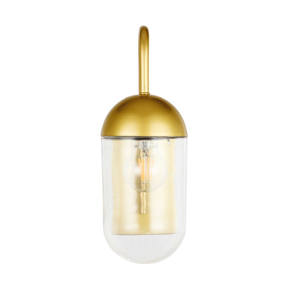 Kace 1 Light Brass And Clear Glass Wall Sconce. Picture 8