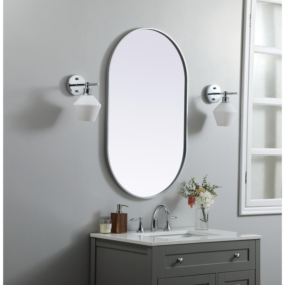 Metal Frame Oval Mirror 24x40 Inch in Silver. Picture 2