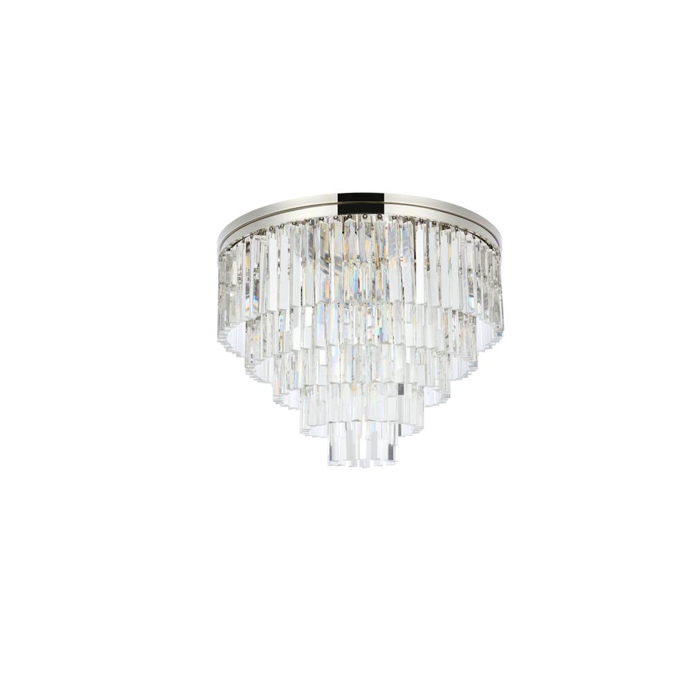 Sydney 17 light polished nickel Flush Mount Clear Royal Cut Crystal. Picture 6