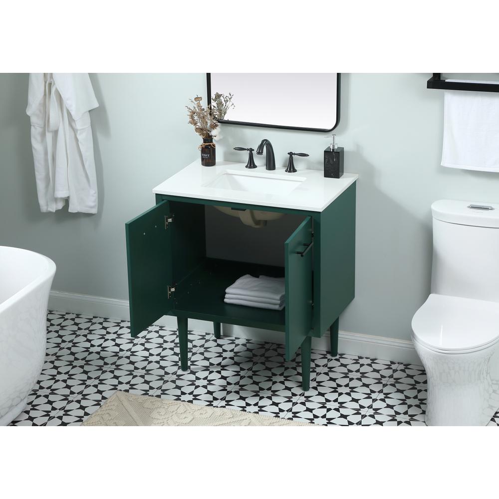 30 inch Single bathroom vanity in green. Picture 3