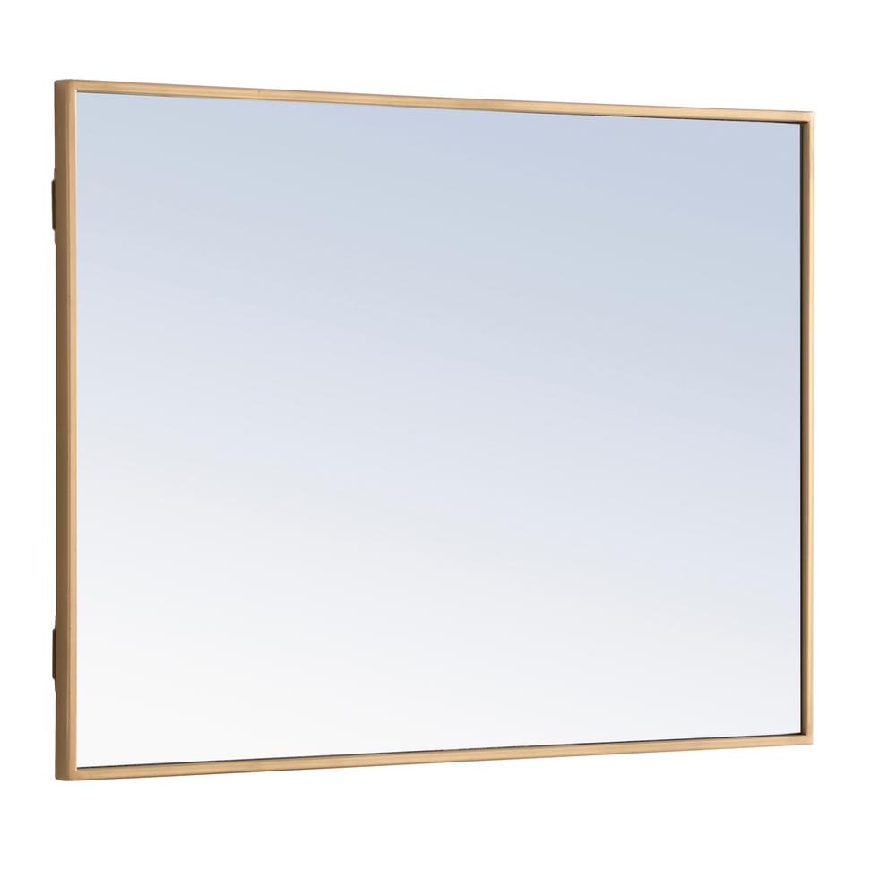 Metal frame Rectangle Mirror 24 inch Brass finish. Picture 9