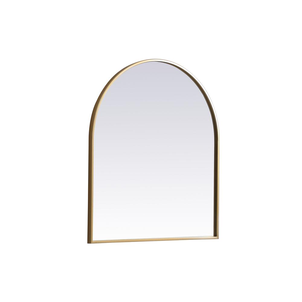 Metal Frame Arch Mirror 27x30 Inch in Brass. Picture 7
