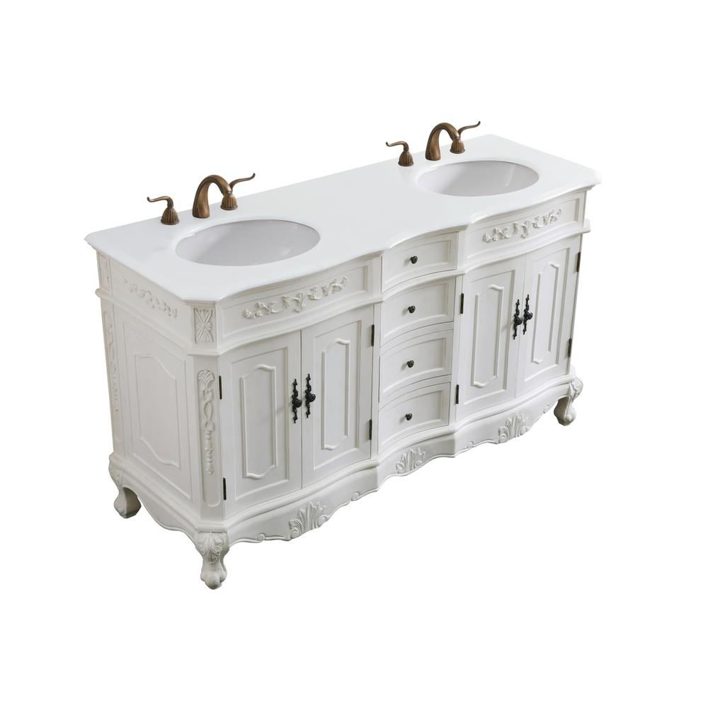 60 inch Double Bathroom vanity in antique white. Picture 11