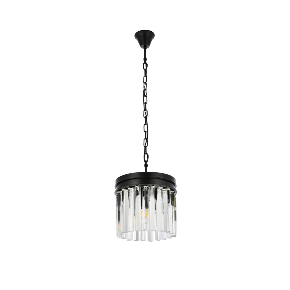 Sydney 3 light Matte Black Pendant Clear Royal Cut Crystal. Picture 6