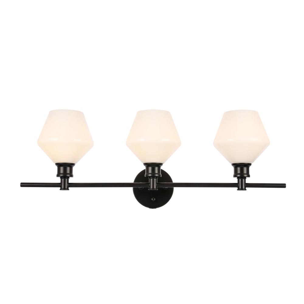 Gene 3 light Black and Frosted white glass Wall sconce. Picture 1