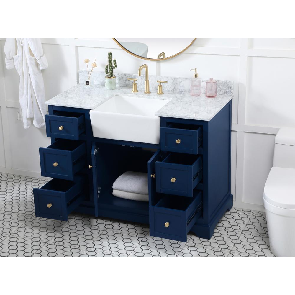 48 inch Single bathroom vanity in blue. Picture 3