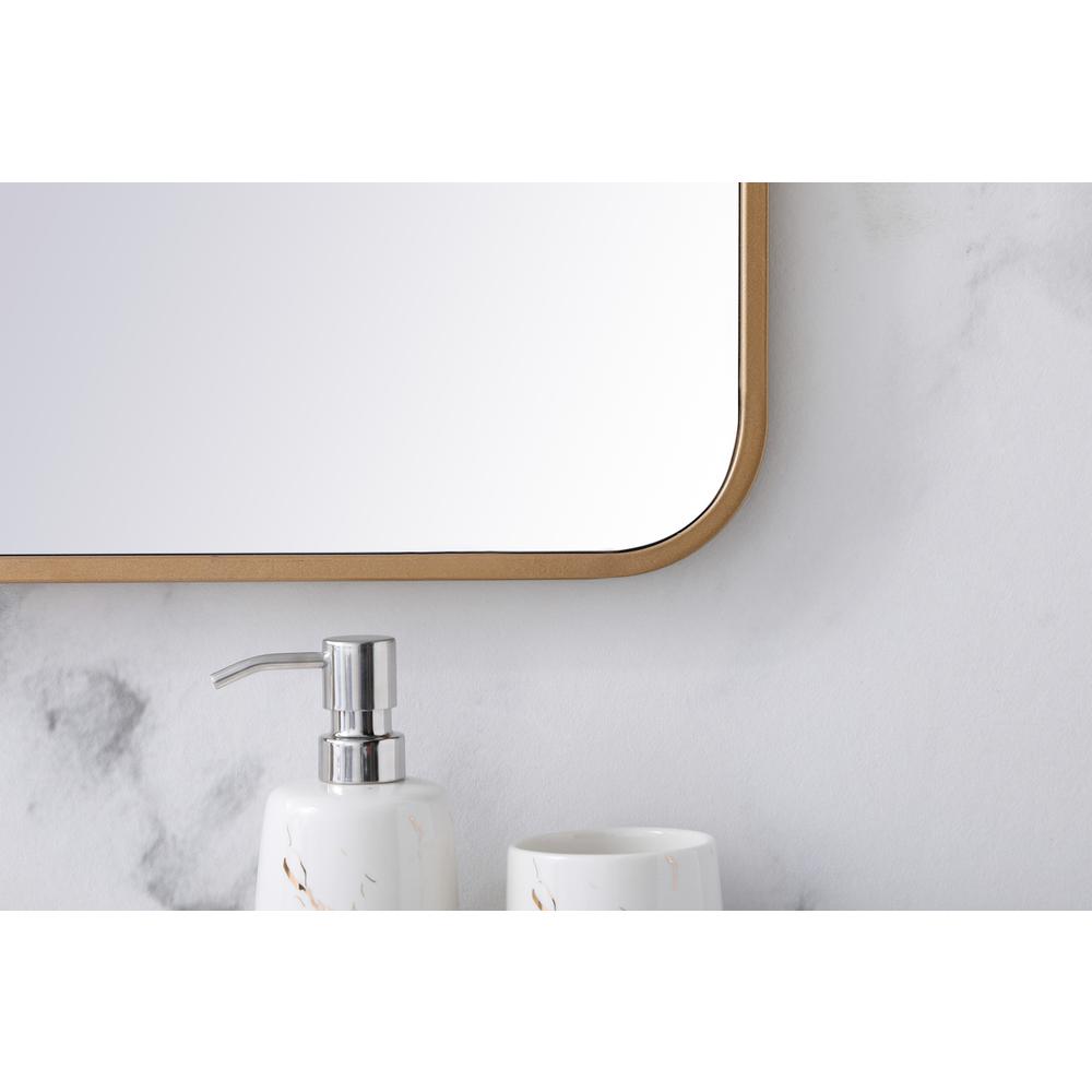 Soft corner metal rectangular mirror 36x40 inch in Brass. Picture 4