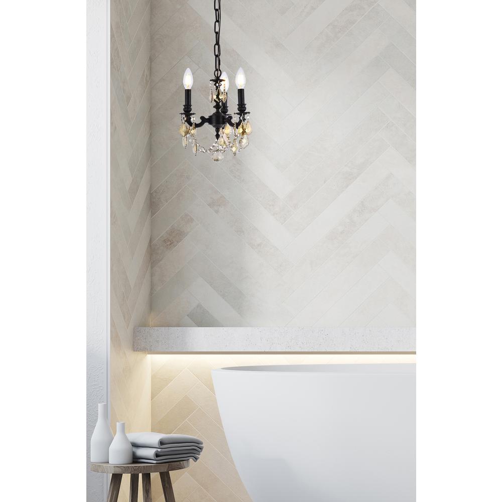 Lillie 3 light Dark Bronze Pendant Clear Royal Cut Crystal. Picture 7