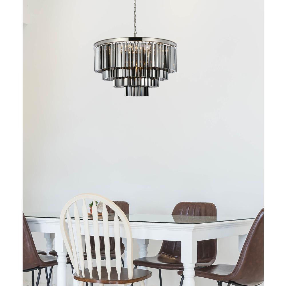 Sydney 17 light polished nickel Chandelier Silver Shade (Grey) Royal Cut Crystal. Picture 8