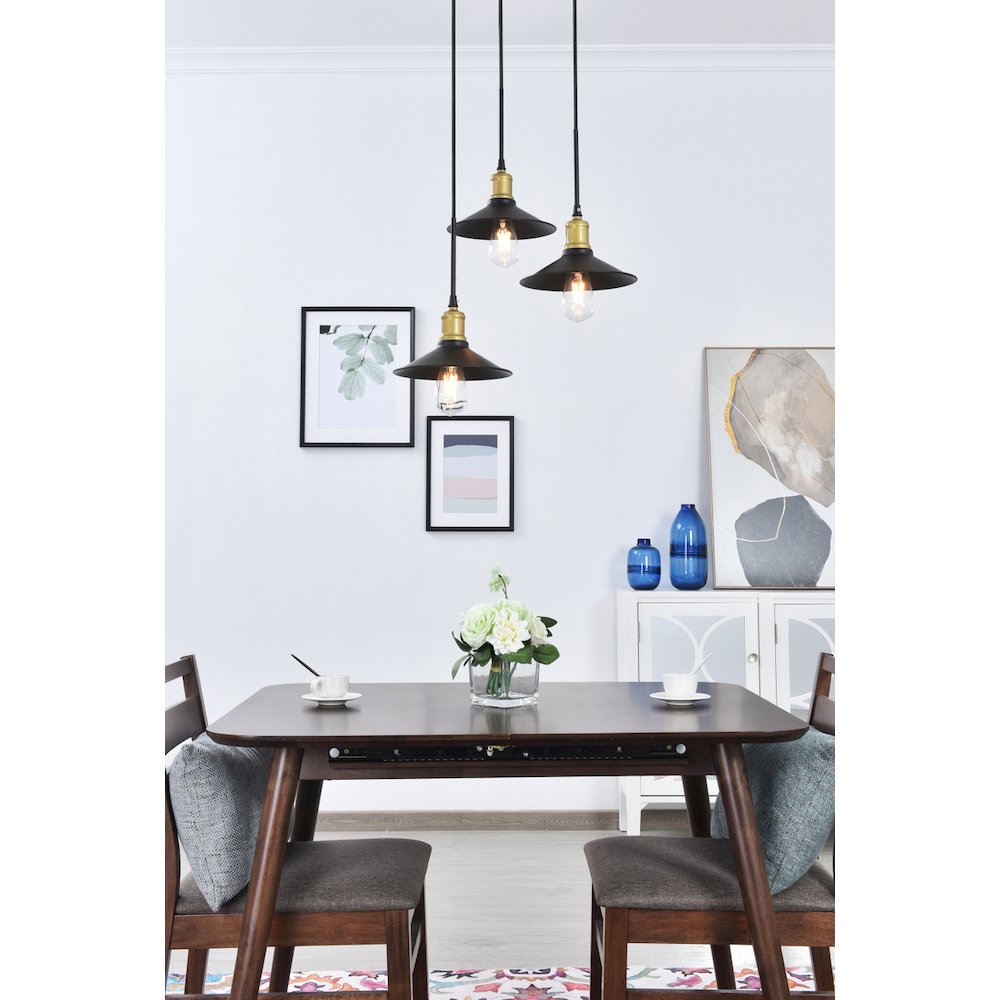Etude 3 Light Brass And Black Pendant. Picture 13