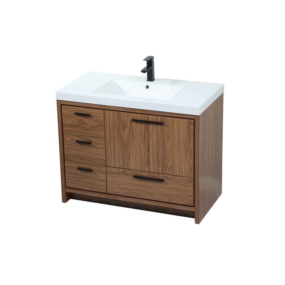 42 inch Single bathroom vanity in walnut brown. Picture 8