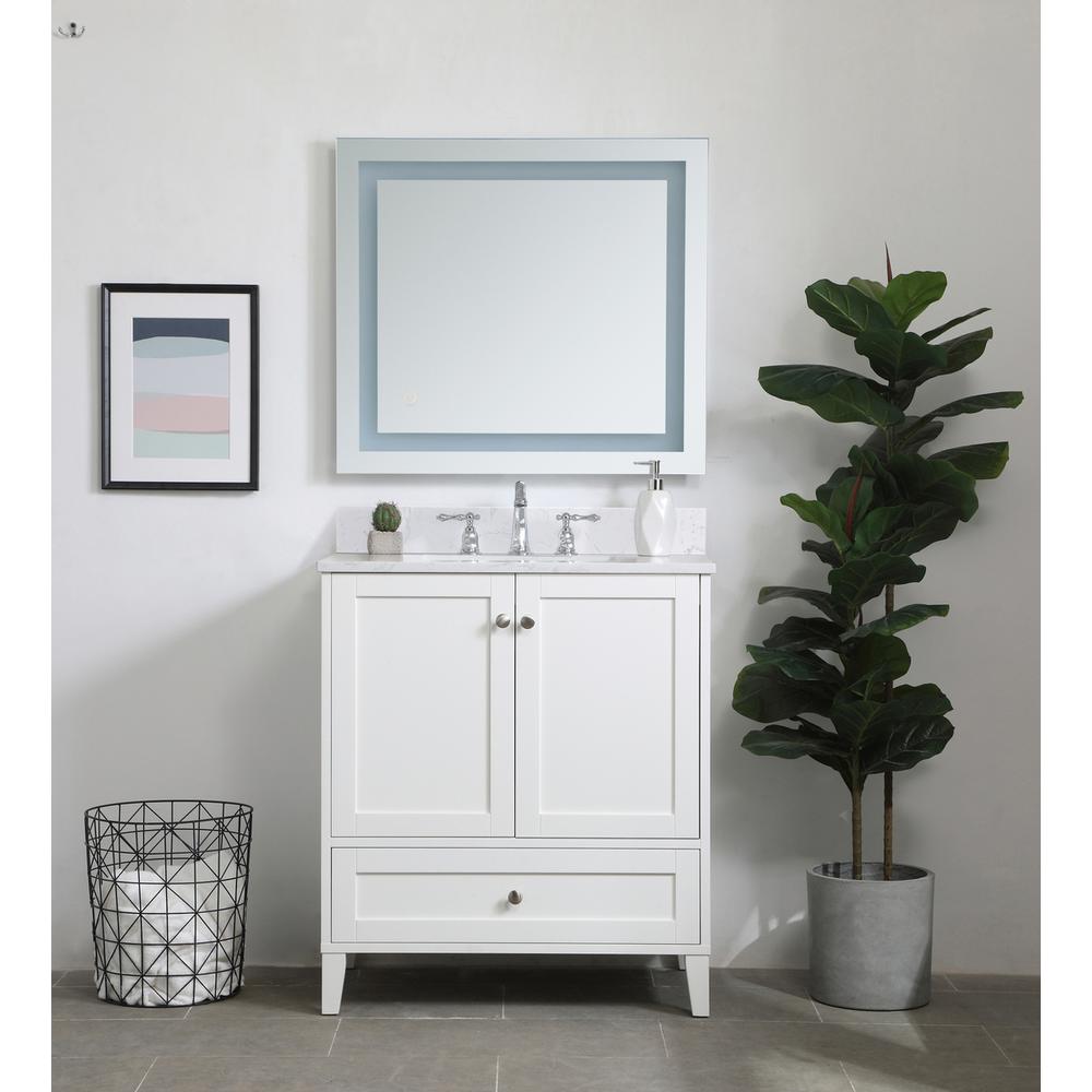 30 inch Single Bathroom Vanity in White with Backsplash. Picture 6