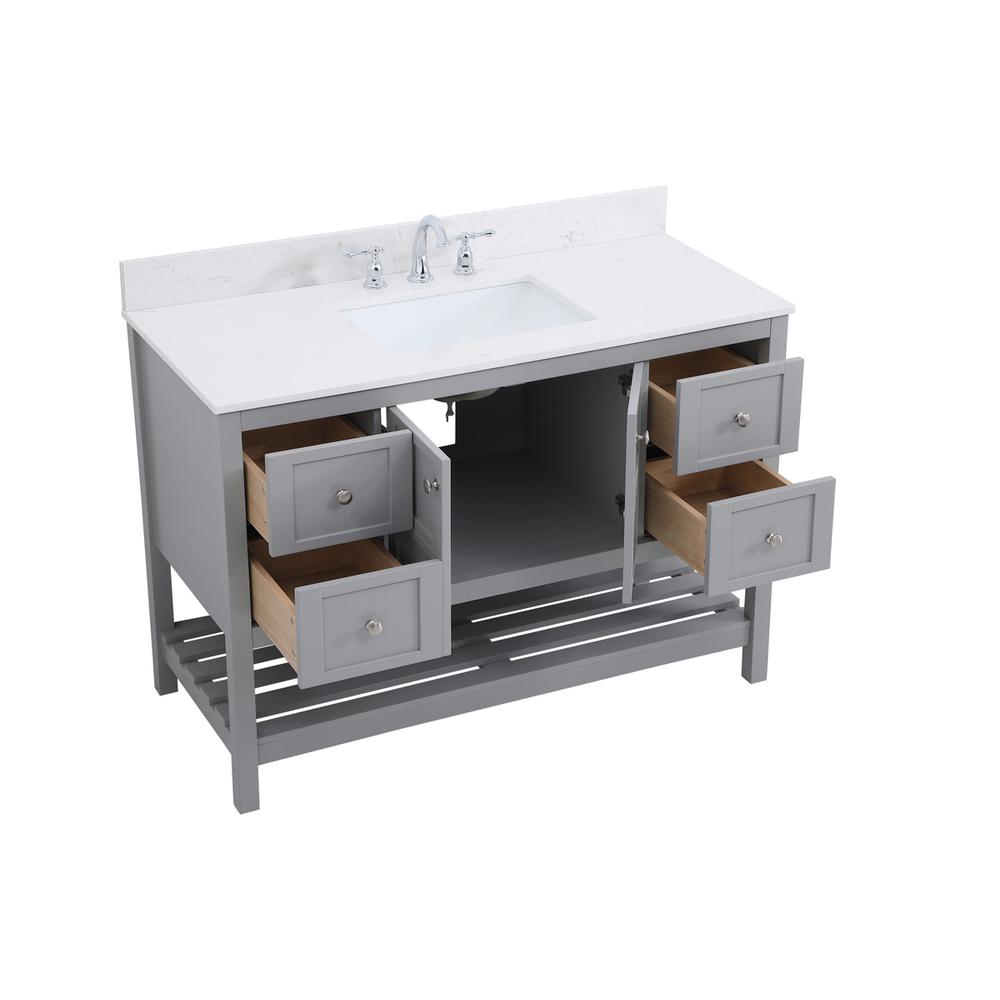 48 inch Single Bathroom Vanity in Gray with Backsplash. Picture 9