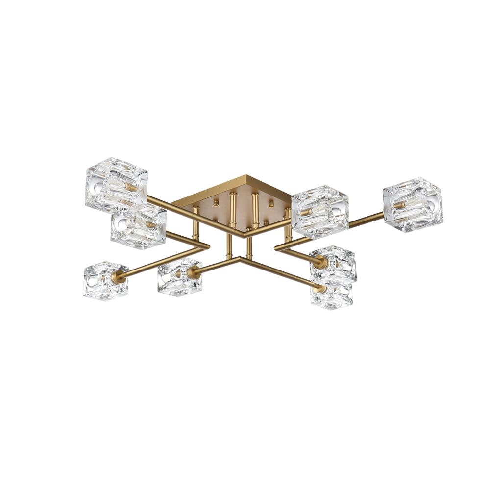 Lyra 32 inch Flush Mount in Satin Gold. Picture 6