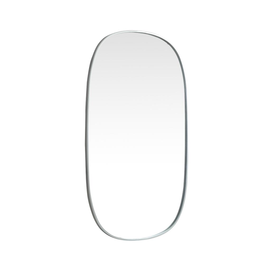 Metal Frame Oval Mirror 30x48 Inch in Silver. Picture 7
