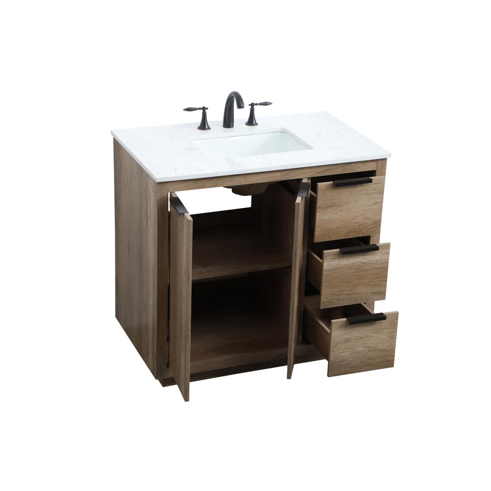 36 Inch SIngle Bathroom Vanity In Natural Oak. Picture 9