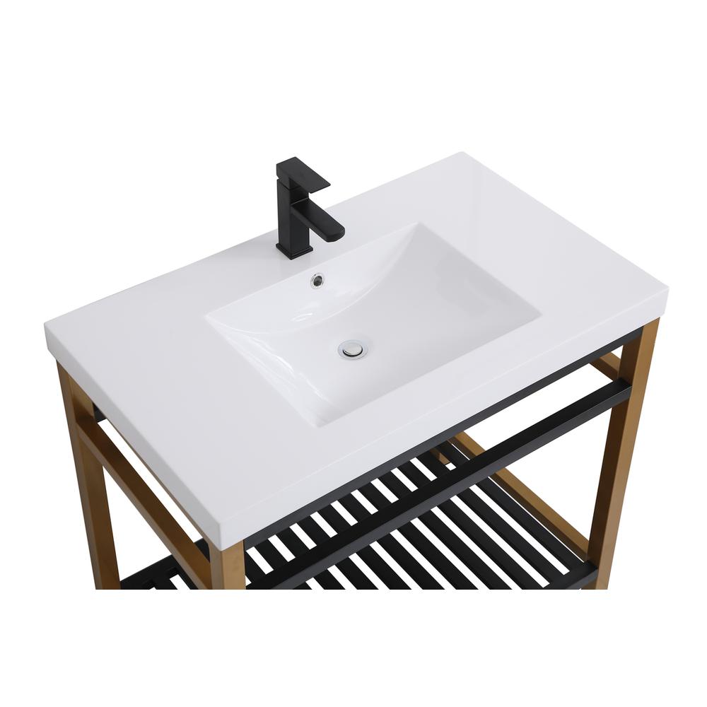 36 inch Single Bathroom Metal Vanity in Golden Black. Picture 8