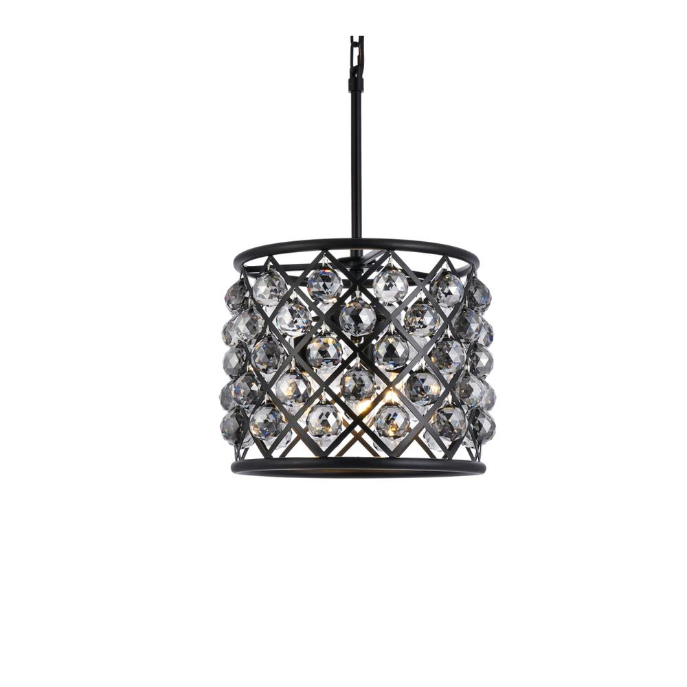 Madison 4 light Matte Black Pendant Silver Shade (Grey) Royal Cut Crystal. Picture 2