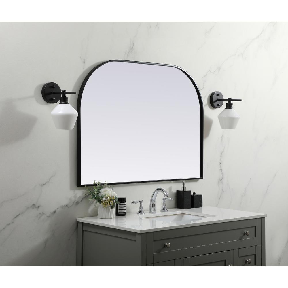 Metal Frame Arch Mirror 42x30 Inch in Black. Picture 2
