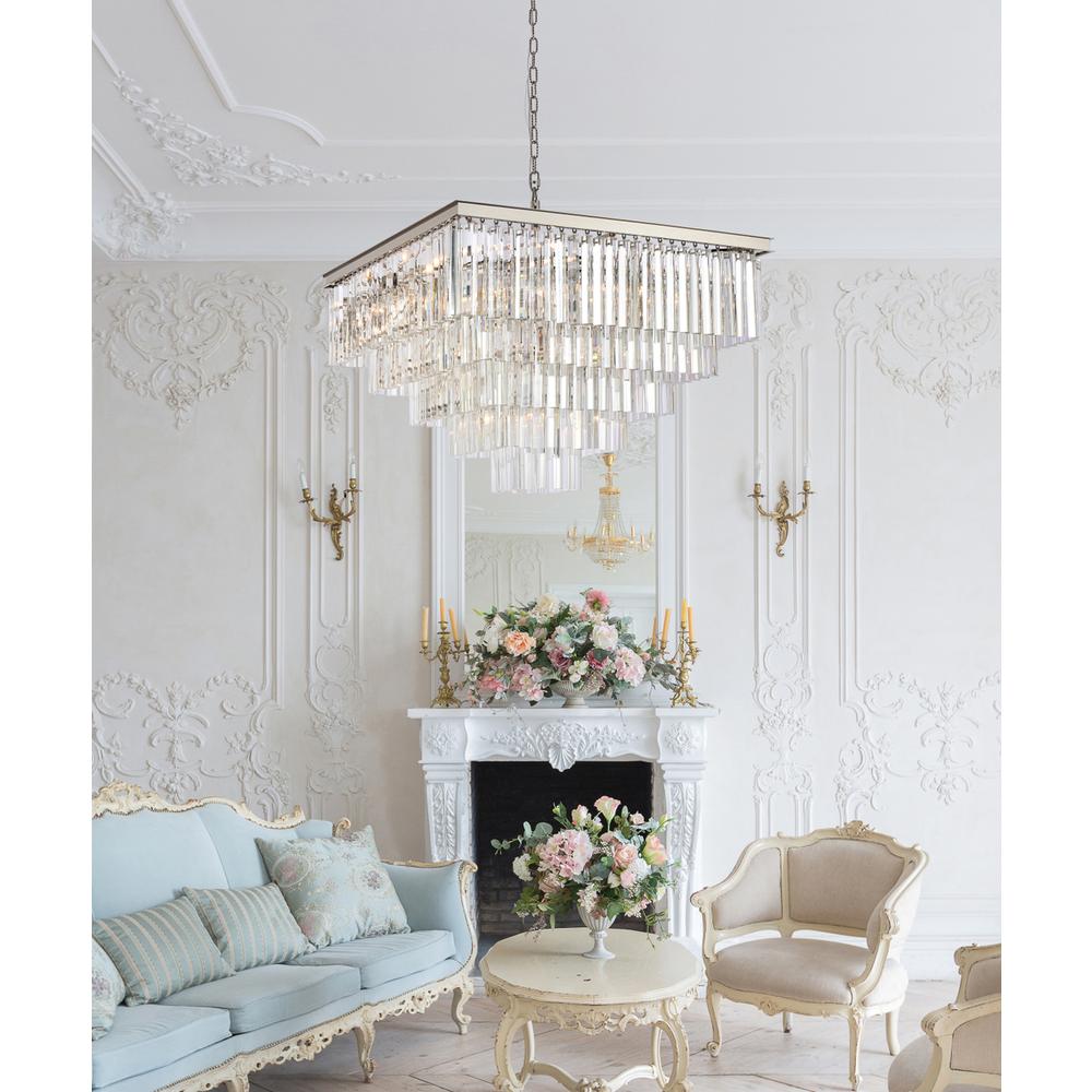 Sydney 34 inch square crystal chandelier in polished nickel. Picture 8