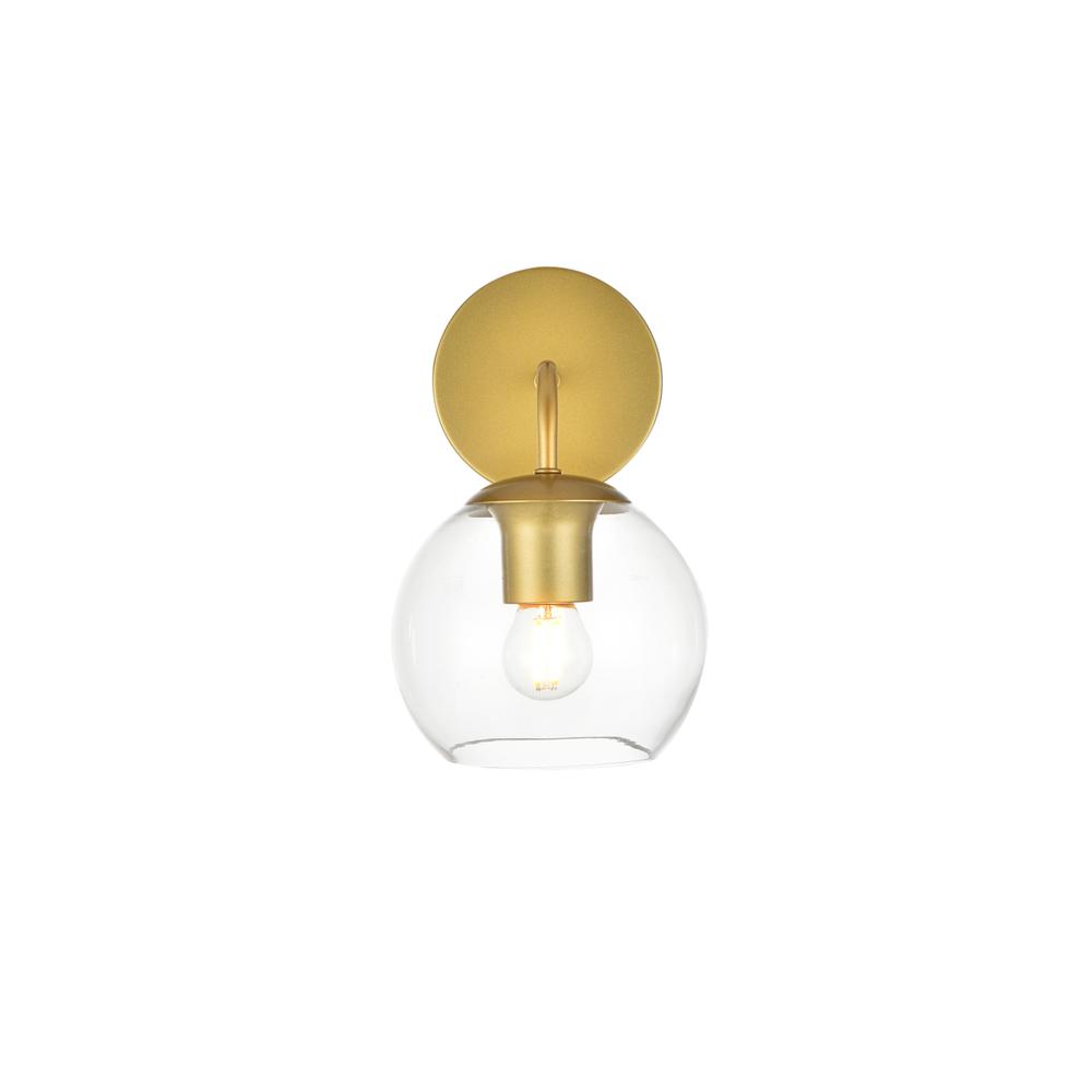 Genesis 1 light Brass and Clear Bath Sconce. Picture 1