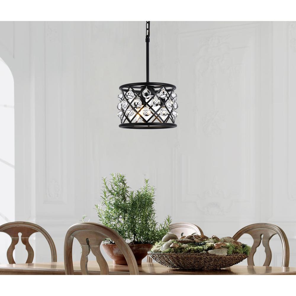 Madison 3 light Matte Black Pendant Clear Royal Cut Crystal. Picture 8