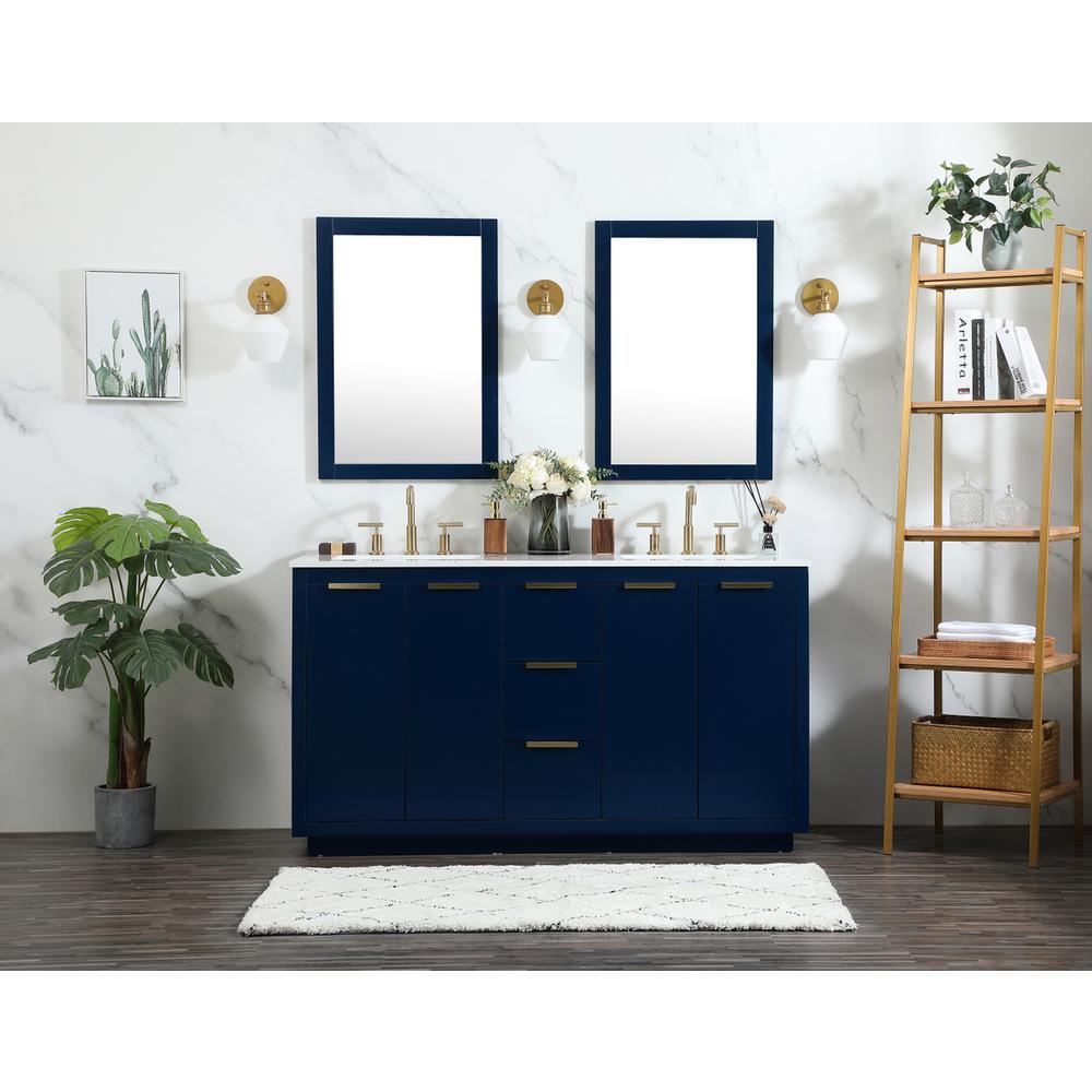60 inch double bathroom vanity in blue. Picture 4