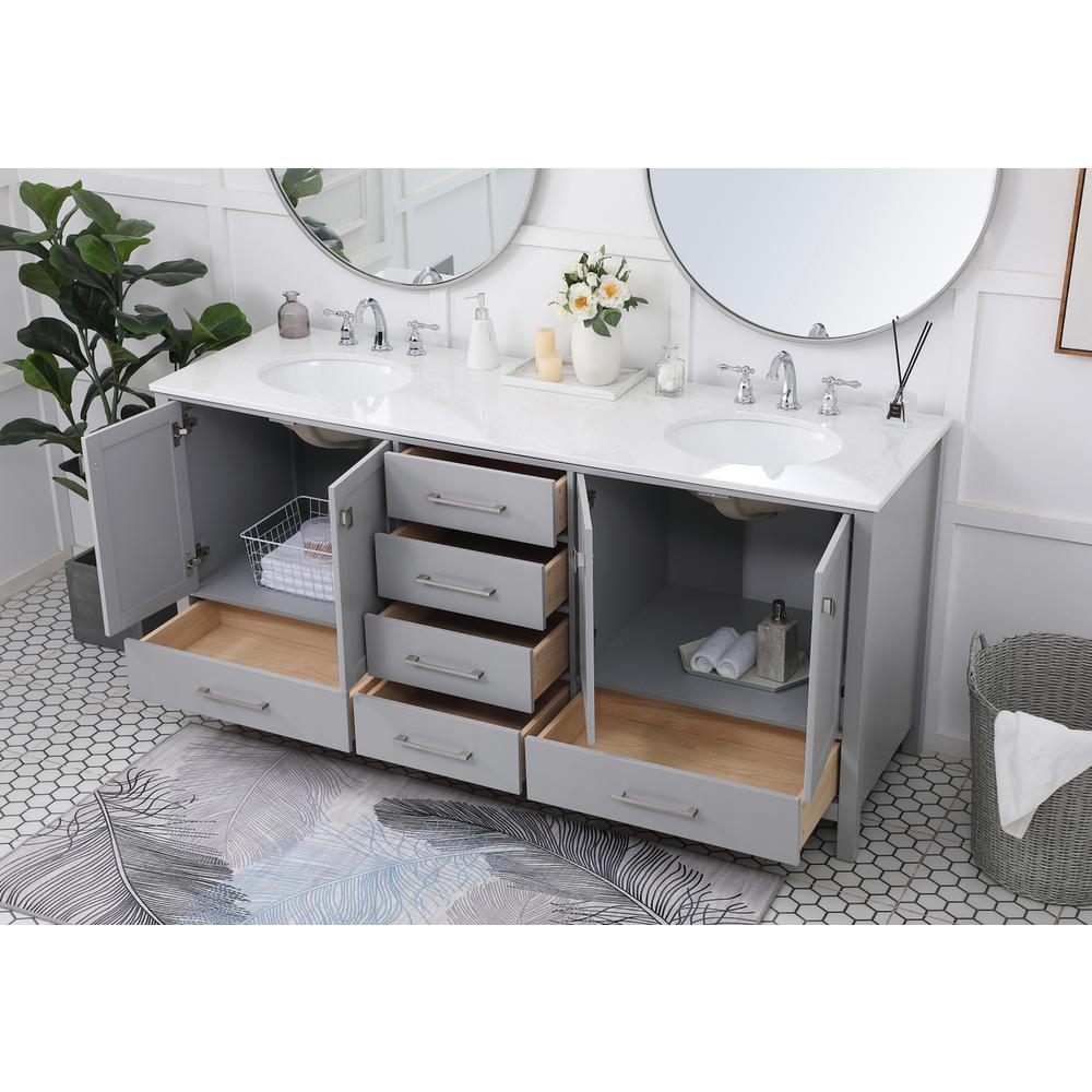 72 inch Double Bathroom Vanity in Gray. Picture 3