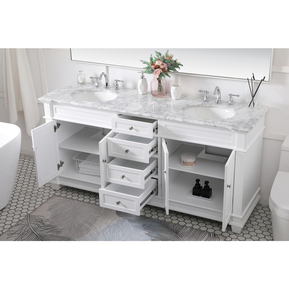 72 inch Double Bathroom Vanity set in White. Picture 3
