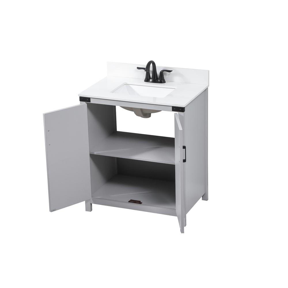 30 inch Single bathroom vanity in grey with backsplash. Picture 9