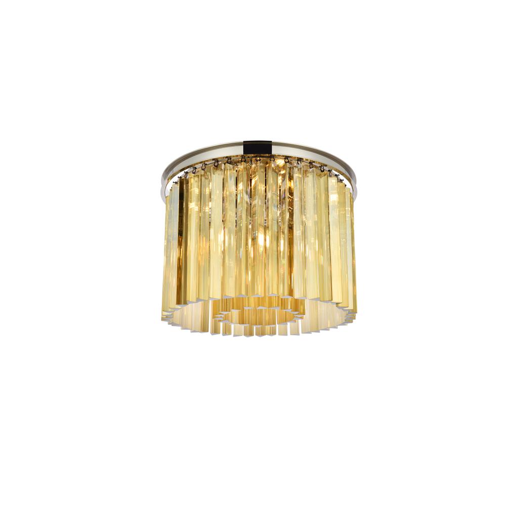 Sydney 6 light polished nickel Flush Mount Golden Teak (Smoky) Royal Cut Crystal. Picture 2