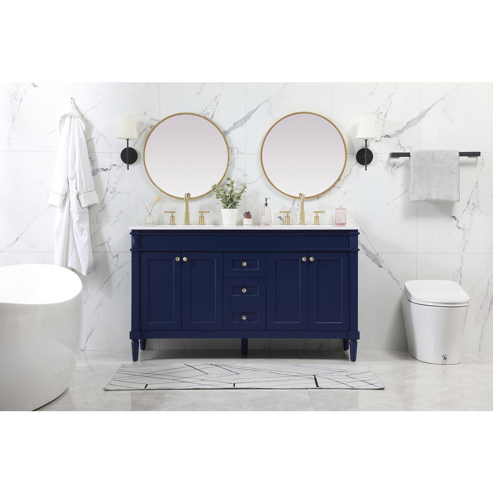 60 inch double bathroom vanity in blue. Picture 4