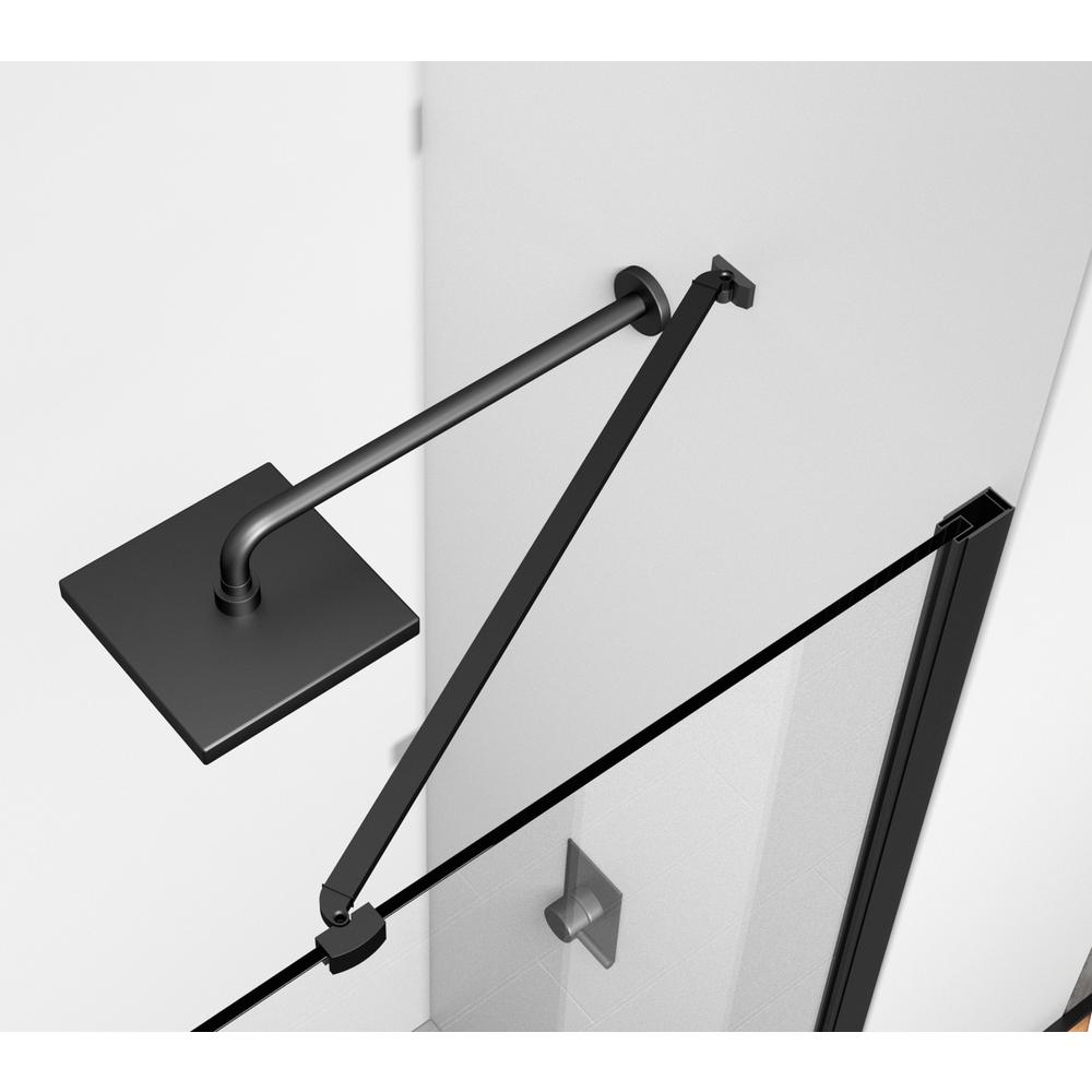 Semi-frameless hinged shower door 60 x 72 Matte Black. Picture 5