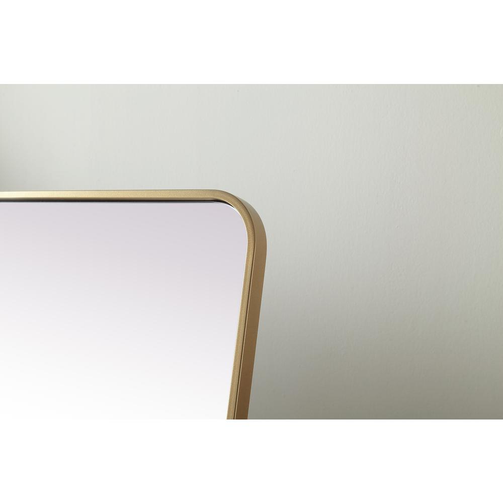 Soft Corner Metal Rectangle Full Length Mirror 30x60 Inch in Brass. Picture 3