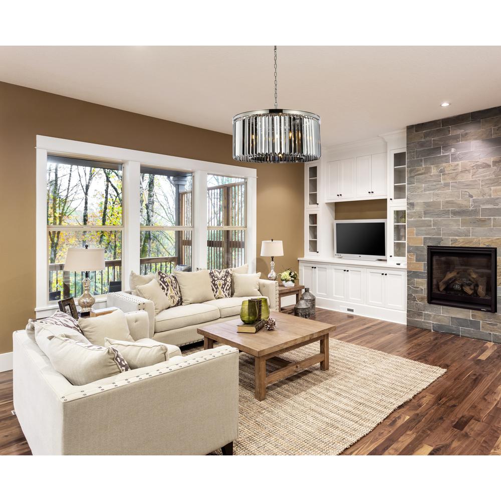 Sydney 8 light polished nickel Chandelier Silver Shade (Grey) Royal Cut Crystal. Picture 7