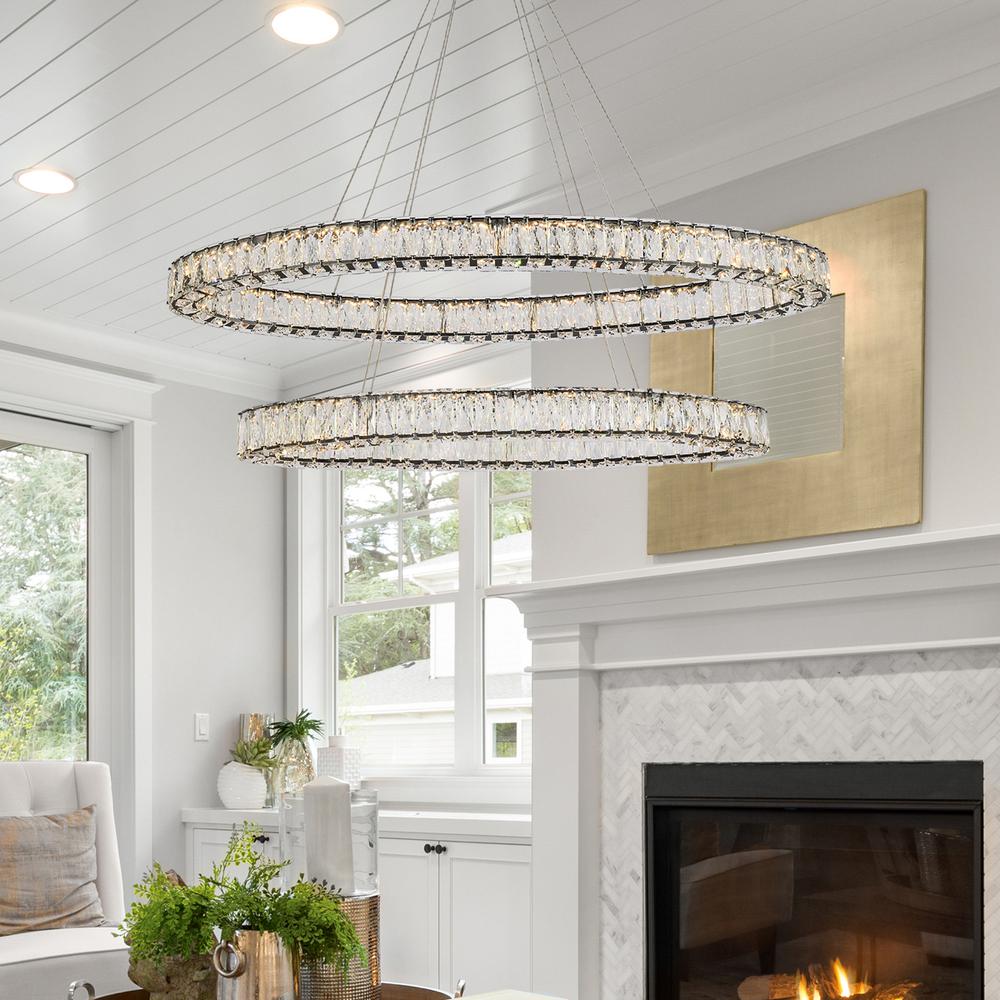 Monroe 48 inch LED oval double ring pendant in black. Picture 7