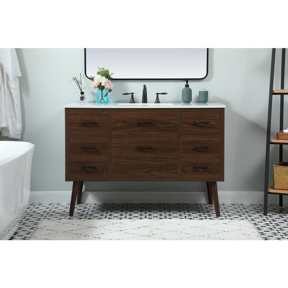 48 inch Single bathroom vanity in walnut. Picture 14