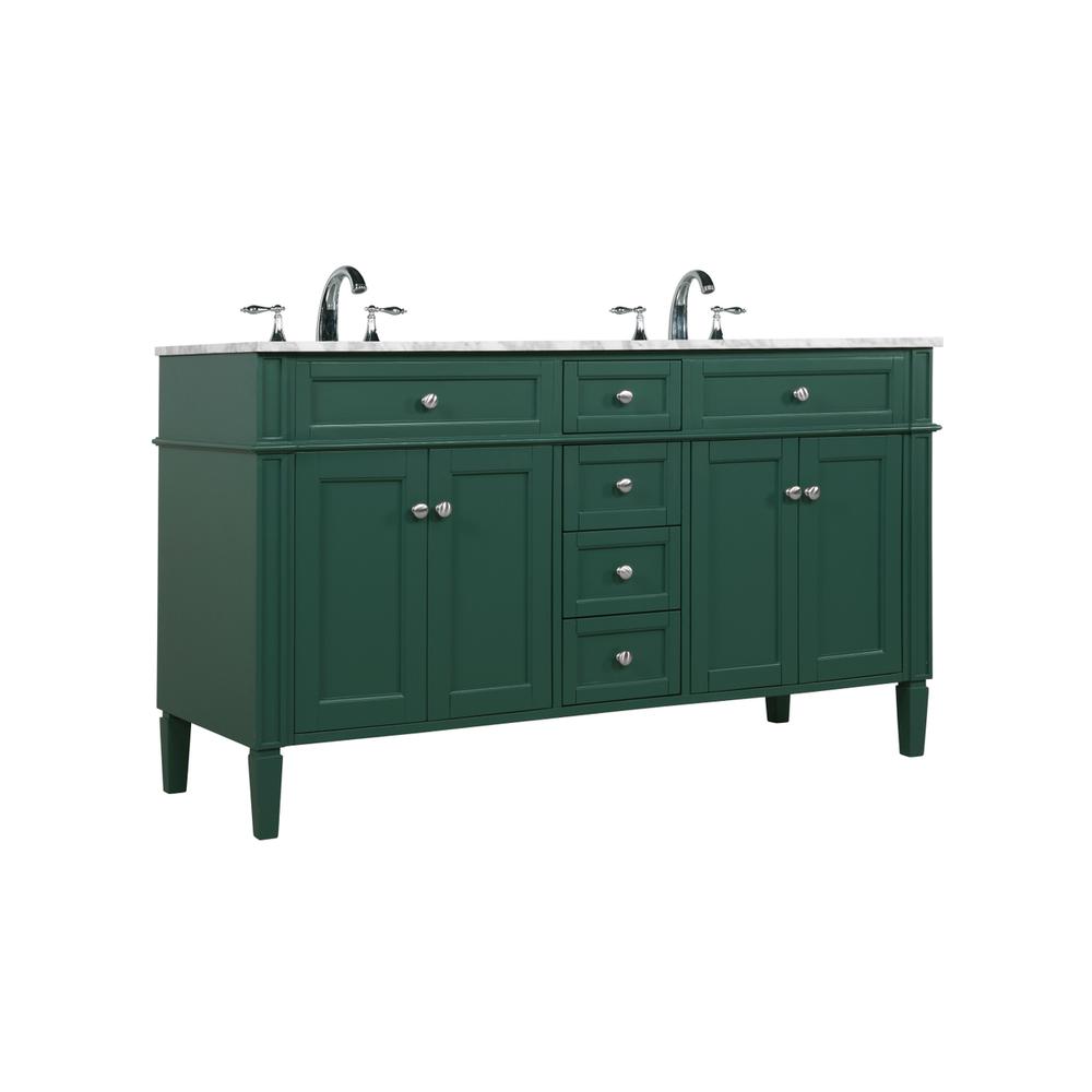 60 inch double bathroom vanity in green. Picture 7